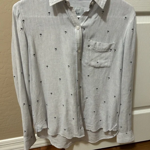 Women's Rails Charlie Mini Palms Royal Blue Stripe Shirt - XS - Picture 3 of 11
